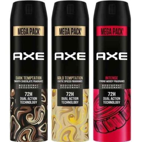 Axe Gold Temptation, Dark Temptation and intense Deo Spray For man 645 ml pack of 3