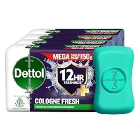 Dettol Cologne Fresh Bathing Soap Bar 150g Pack of 4, (600gm)