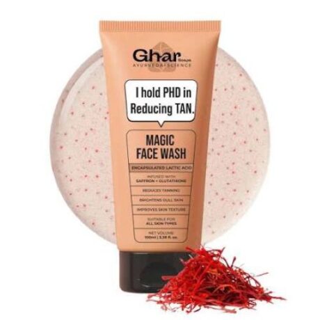 Ghar Soaps Magic Face Wash | With Sandalwood, Saffron & Glutathione | Tan Removal, Skin Brightening (100 ml)