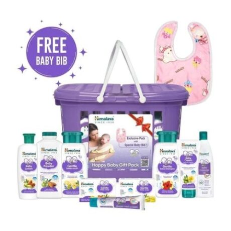 HIMALAYA Happy Baby Gift Pack with Baby Bib (9 in 1) (Purple)